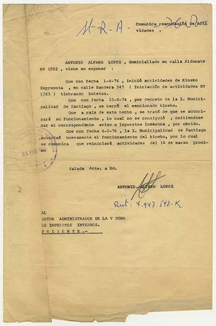 Comunica reanudacion de actividades.  Antonio Alfaro López