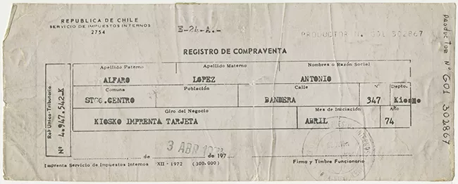 Registro de compraventa de Antonio Alfaro López