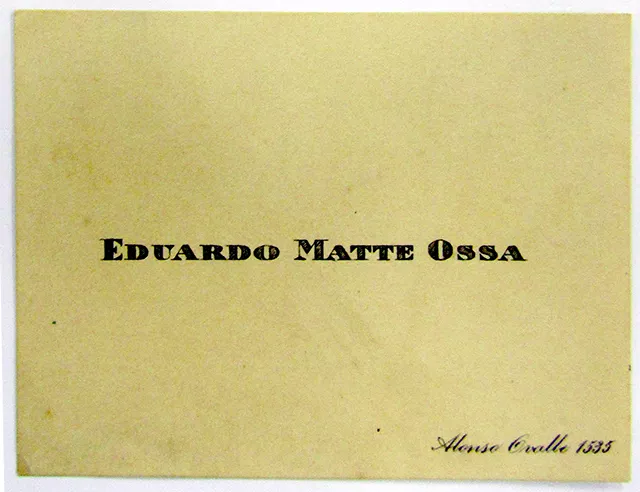 Tarjeta de visita de Eduardo Matte Ossa
