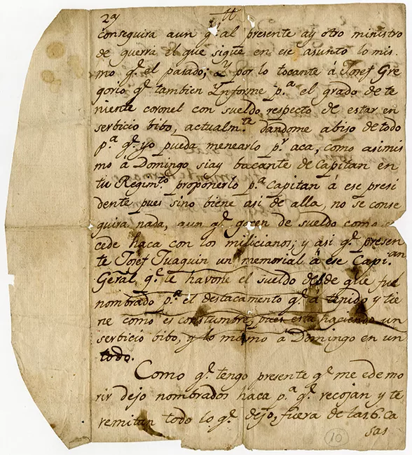 Manuscrito de José Toro y Zambrano a su hermano Mateo de Toro y Zambrano