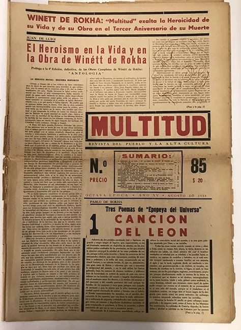 Revista Multitud. Octava época. Año XV N° 85 agosto de 1954. Winett de Rokha