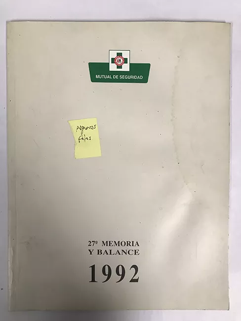 27a. Memoria y Balance 1992 Mutual de Seguridad