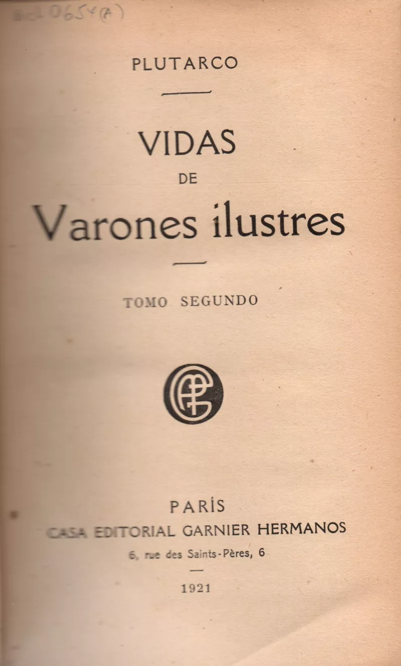 Vidas de Varones Ilustres , tomo segundo