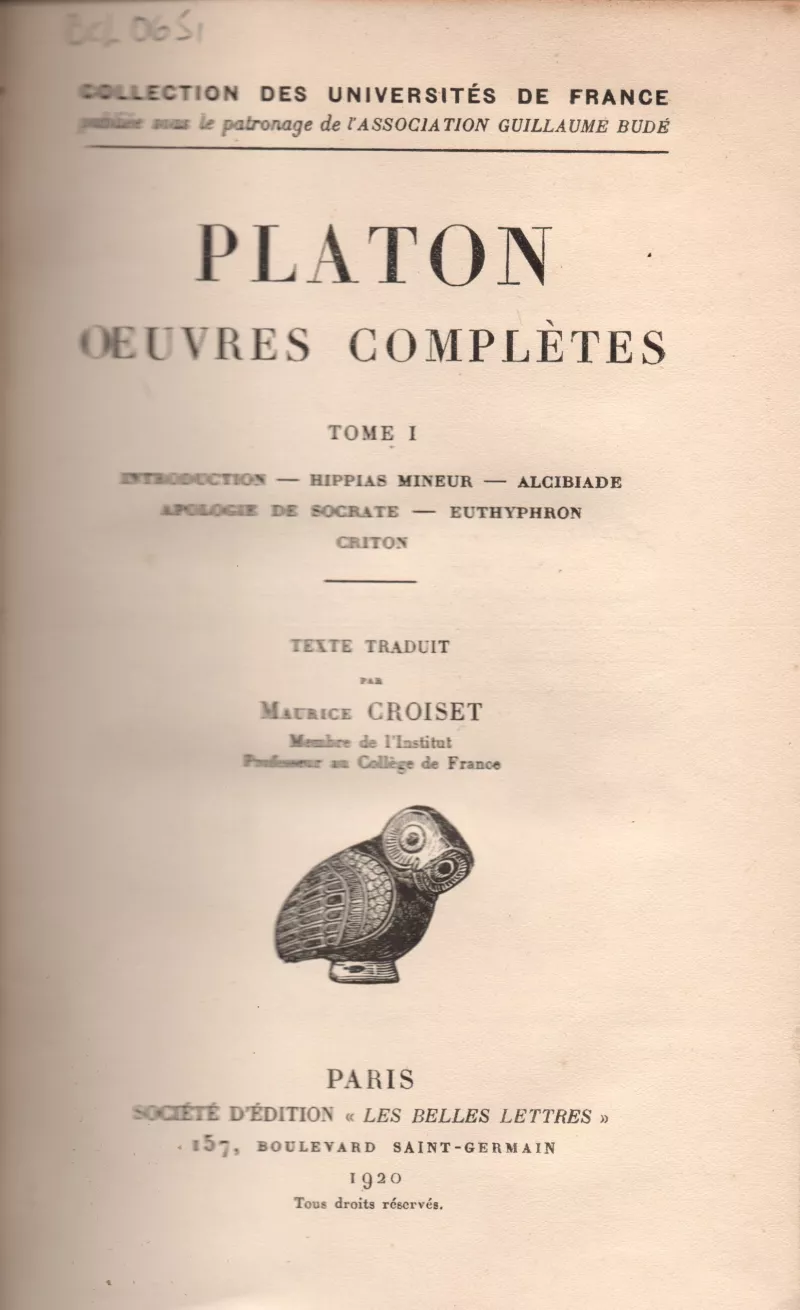 Platón Oeuvres Complètes