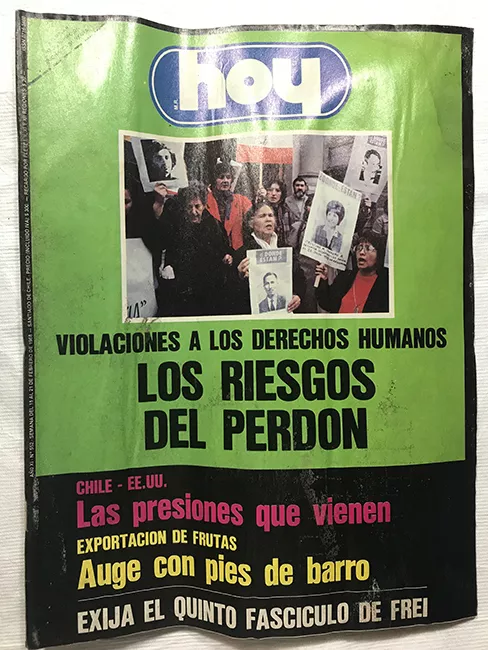 Revista HOY año XI n°552. 15 febrero-20 febrero 1988. Violaciones a los derechos humanos. Los riesgos del perdón.