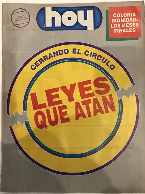Revista HOY año XIII n°631. 21 agosto 1989. Cerrando el círculo, leyes que atan