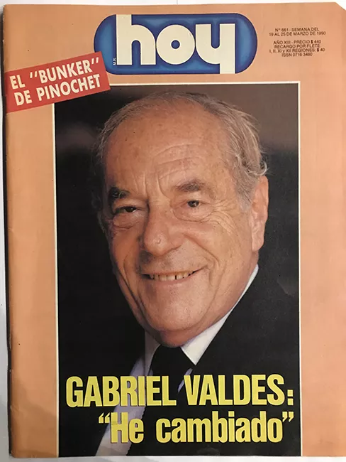 Revista HOY año XIII n°661. 19 marzo 1990-25 marzo 1990. Gabriel Valdés: "He cambiado"