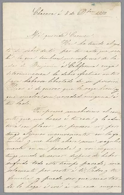 Carta de Magdalena Mackenna a Carmen Mackenna