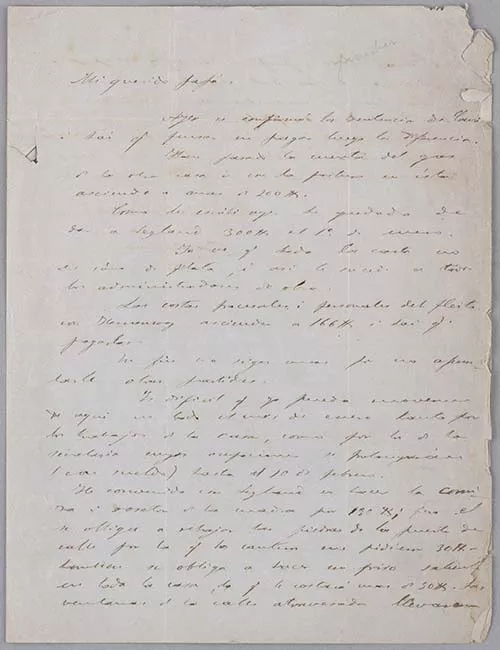 Carta de Benjamín Vicuña Mackenna a Pedro Félix Vicuña