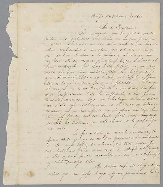 Carta de Bernardo Vicuña a Benjamín Vicuña Mackenna