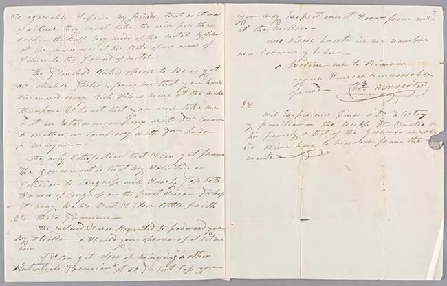 Carta de Charles Wooster a Pedro Félix Vicuña