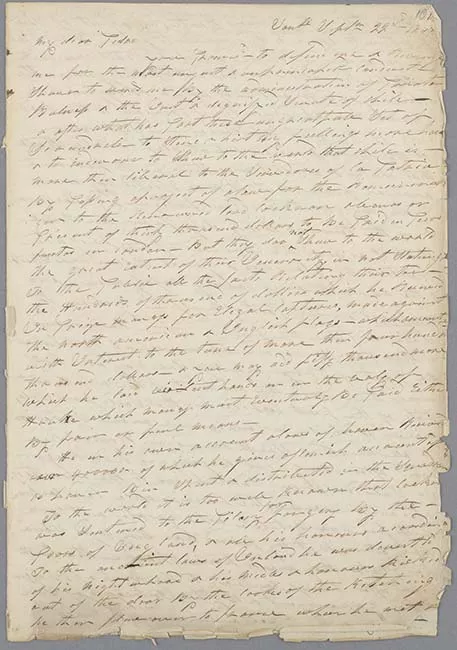 Carta de Charles Wooster a Pedro Félix Vicuña