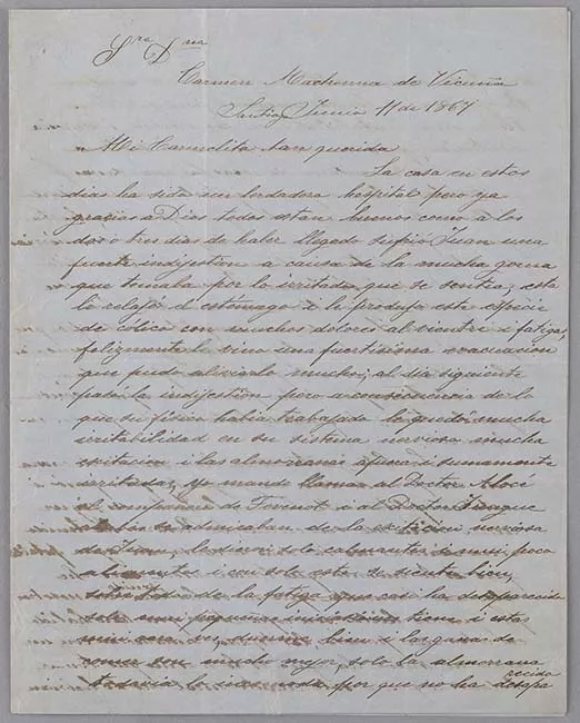 Carta de Carmen Vicuña a Carmen Mackenna