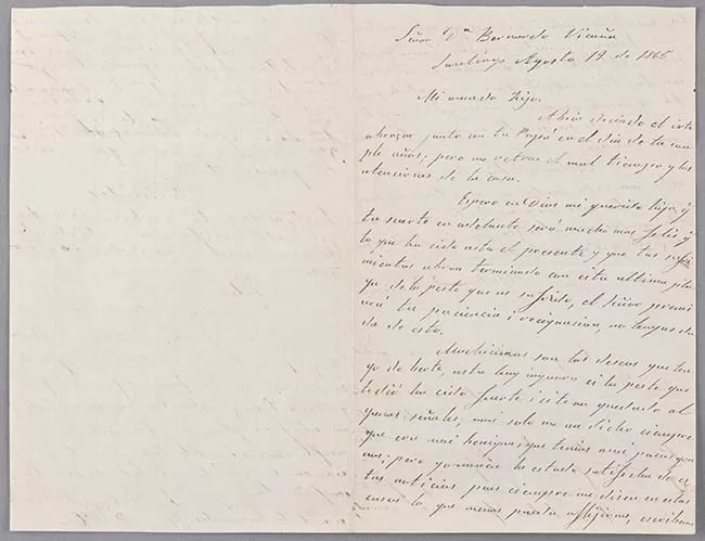 Carta de Carmen Mackenna e hijas a Bernardo Vicuña