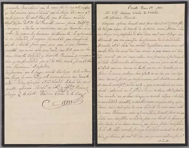 Carta de Teodoro Cañas de la Cruz a Carmen Vicuña