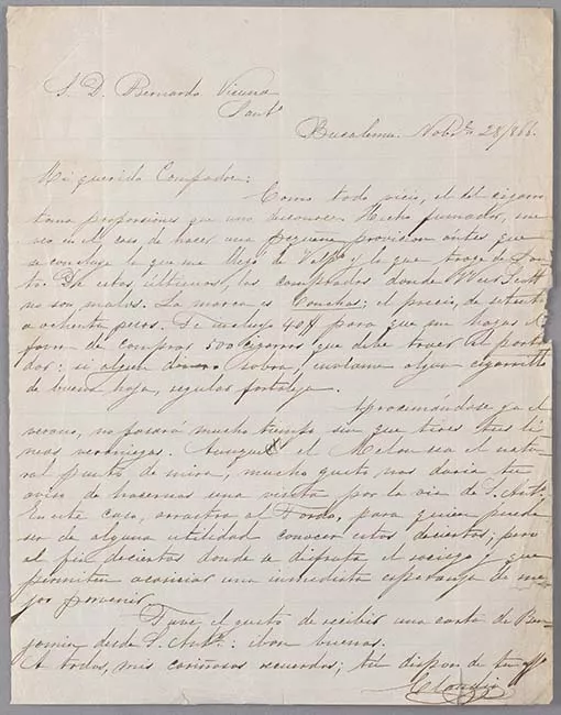 Carta de Claudio a Bernardo Vicuña