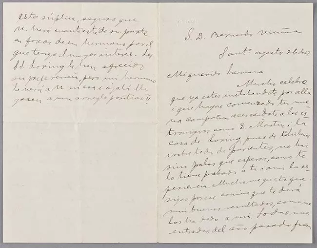 Carta de Benjamín Vicuña Mackenna a Bernardo Vicuña
