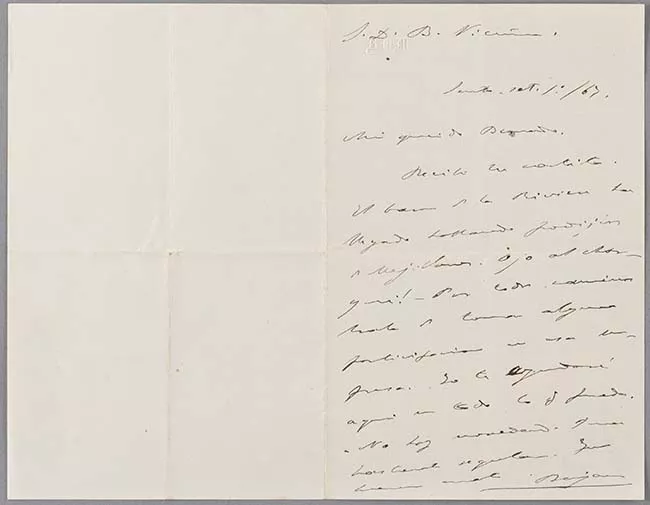 Carta de Benjamín Vicuña Mackenna a Bernardo Vicuña