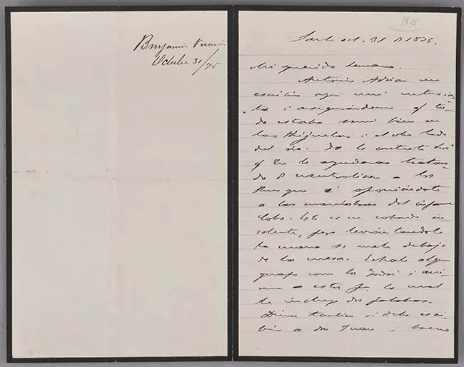 Carta de Benjamín Vicuña Mackenna a Bernardo Vicuña