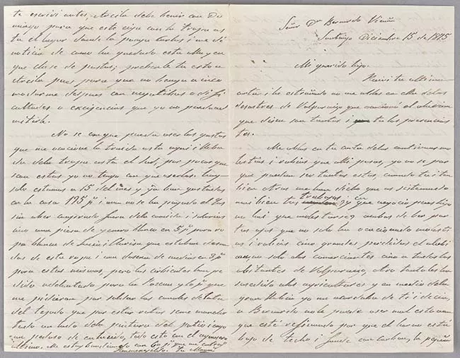 Carta de Carmen Mackenna a Bernardo Vicuña