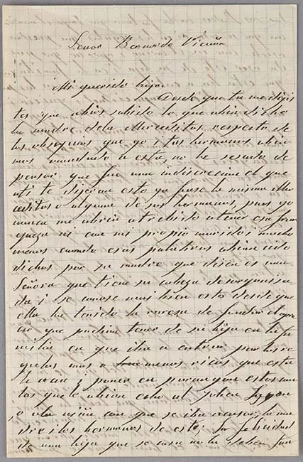 Carta de Carmen Mackenna a Bernardo Vicuña