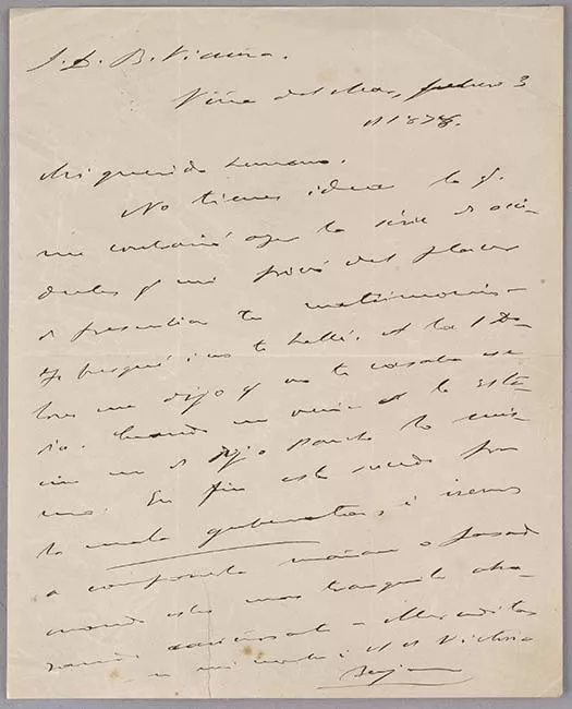 Carta de Benjamín Vicuña Mackenna a Bernardo Vicuña