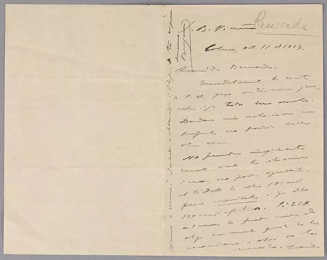 Carta de Benjamín Vicuña Mackenna a Bernardo Vicuña