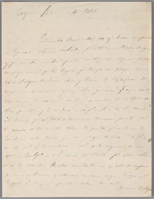 Carta de Pablo Vicuña a Bernardo Vicuña