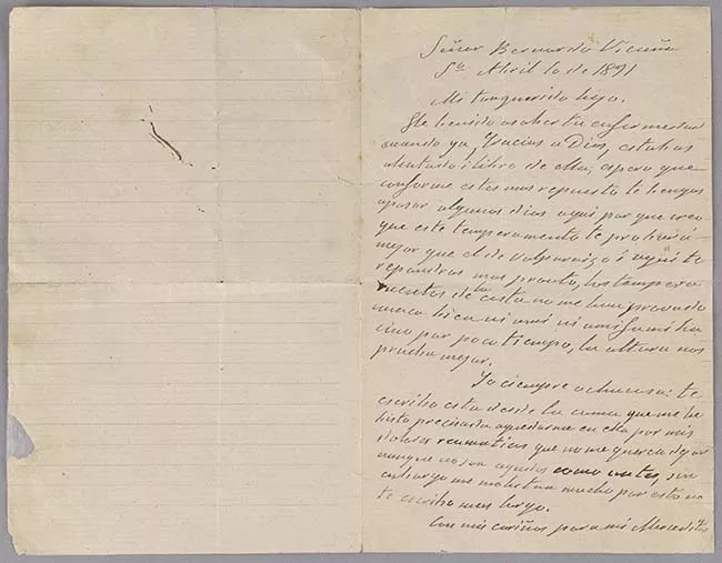 Carta de Carmen Mackenna a Bernardo Vicuña