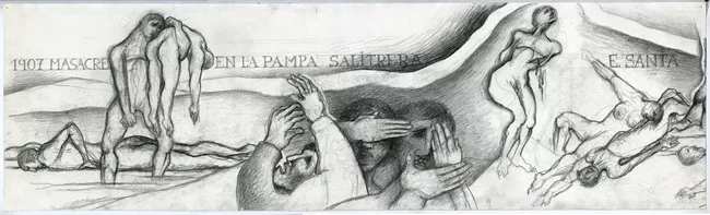 1907 Masacre en la Pampa Salitrera E. Santa María de Iquique, dos mil muertos