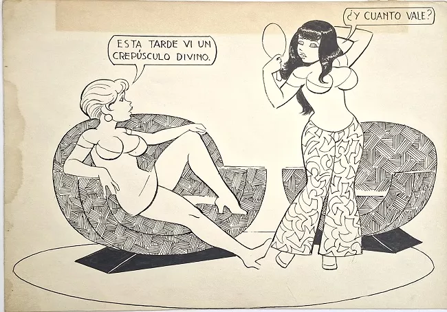 Dibujo de mujeres conversando