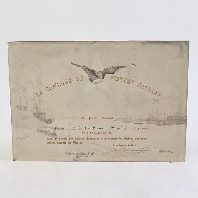 La Comisión de Fiestas Patrias Diploma a Sres. Braun y Blanchard
