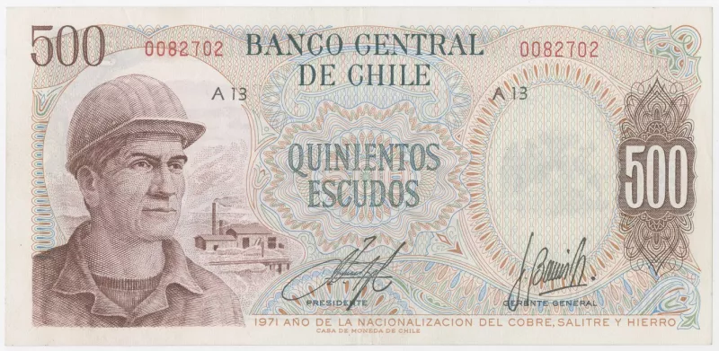 Billete chileno de quinientos escudos