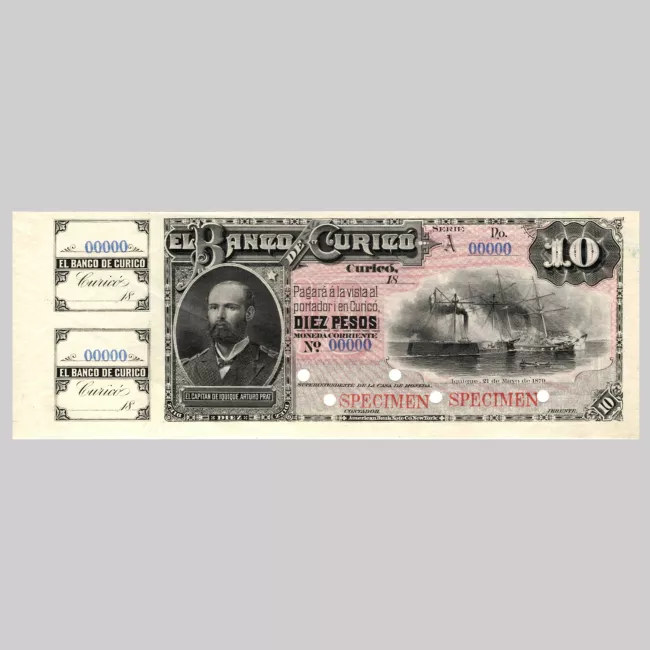 Billete de diez pesos del banco de Curicó