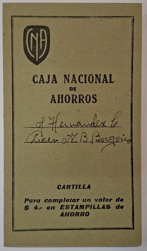 Cartilla de la Caja Nacional de Ahorros de J. Hernández 