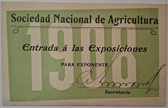 Entrada de exponente a las exposiciones de la Sociedad Nacional de Agricultura