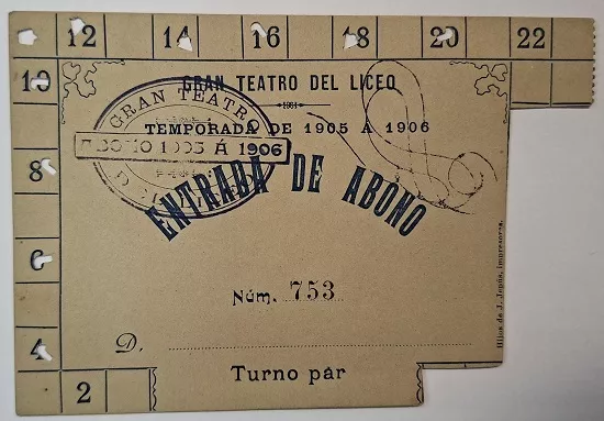 Entrada de abono al Gran Teatro del Liceo