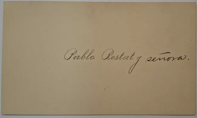 Tarjeta de visita de Pablo Restat y señora