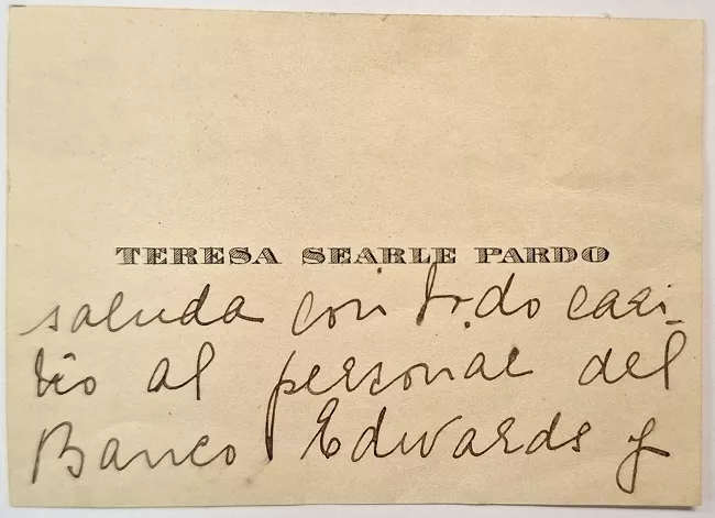Tarjeta de visita de Teresa Searle Pardo