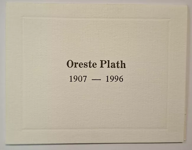 Tarjeta de defunción de Oresthe Plath