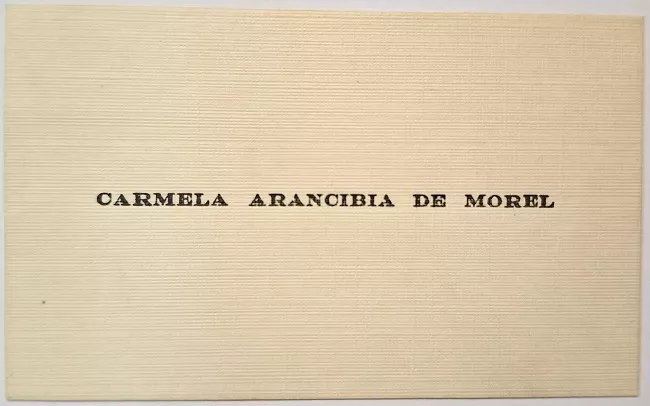 Tarjeta de visita de Carmela Arancibia de Morel