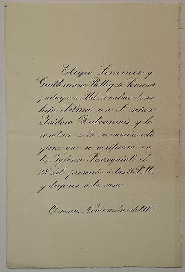 Parte matrimonio de Selma Sommer Rettig e Isidoro Dubournais