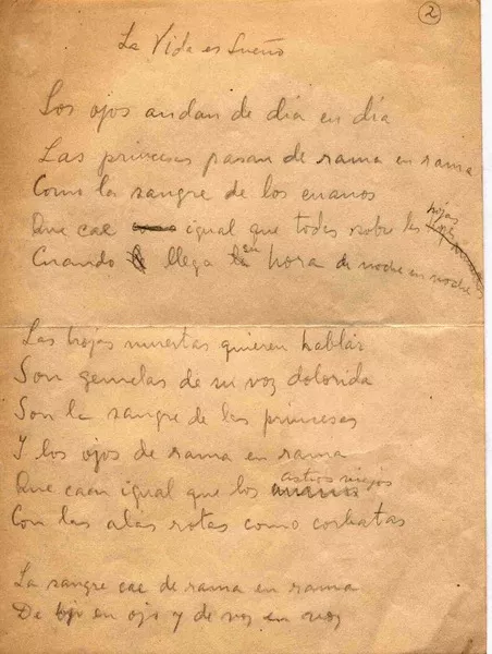 La vida es sueño  [manuscrito] Vicente Huidobro.