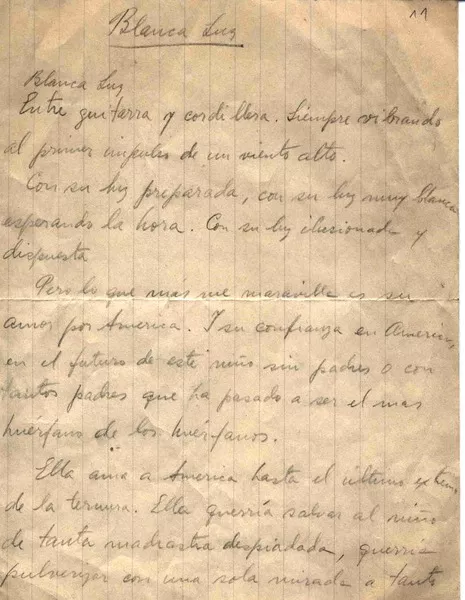 Blanca Luz  [manuscrito] Vicente Huidobro.