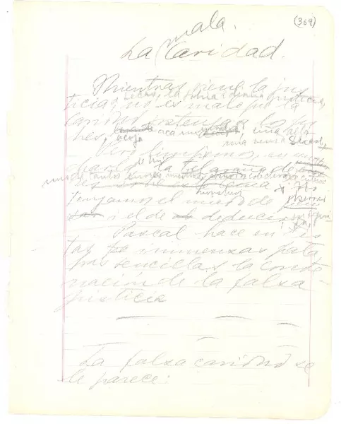 La mala caridad  [manuscrito] Gabriela Mistral.