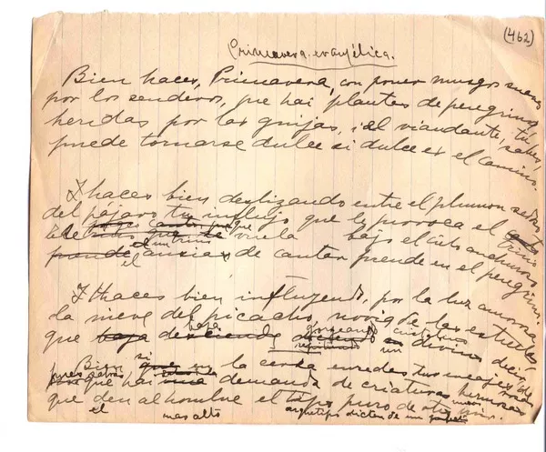 Primavera evangélica  [manuscrito] Gabriela Mistral.