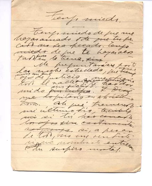Tengo miedo  [manuscrito] Gabriela Mistral