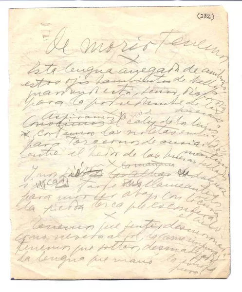 De morir tenemos  [manuscrito] Gabriela Mistral.