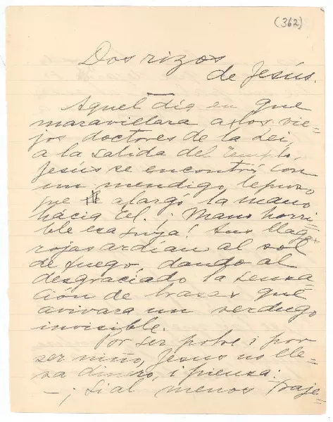 Dos rizos de Jesús  [manuscrito] Gabriela Mistral.