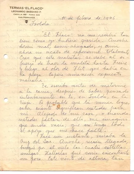 Termas del Flaco, San Fernando, Chile [a] Isolda Pradel [manuscrito] Oscar Castro.